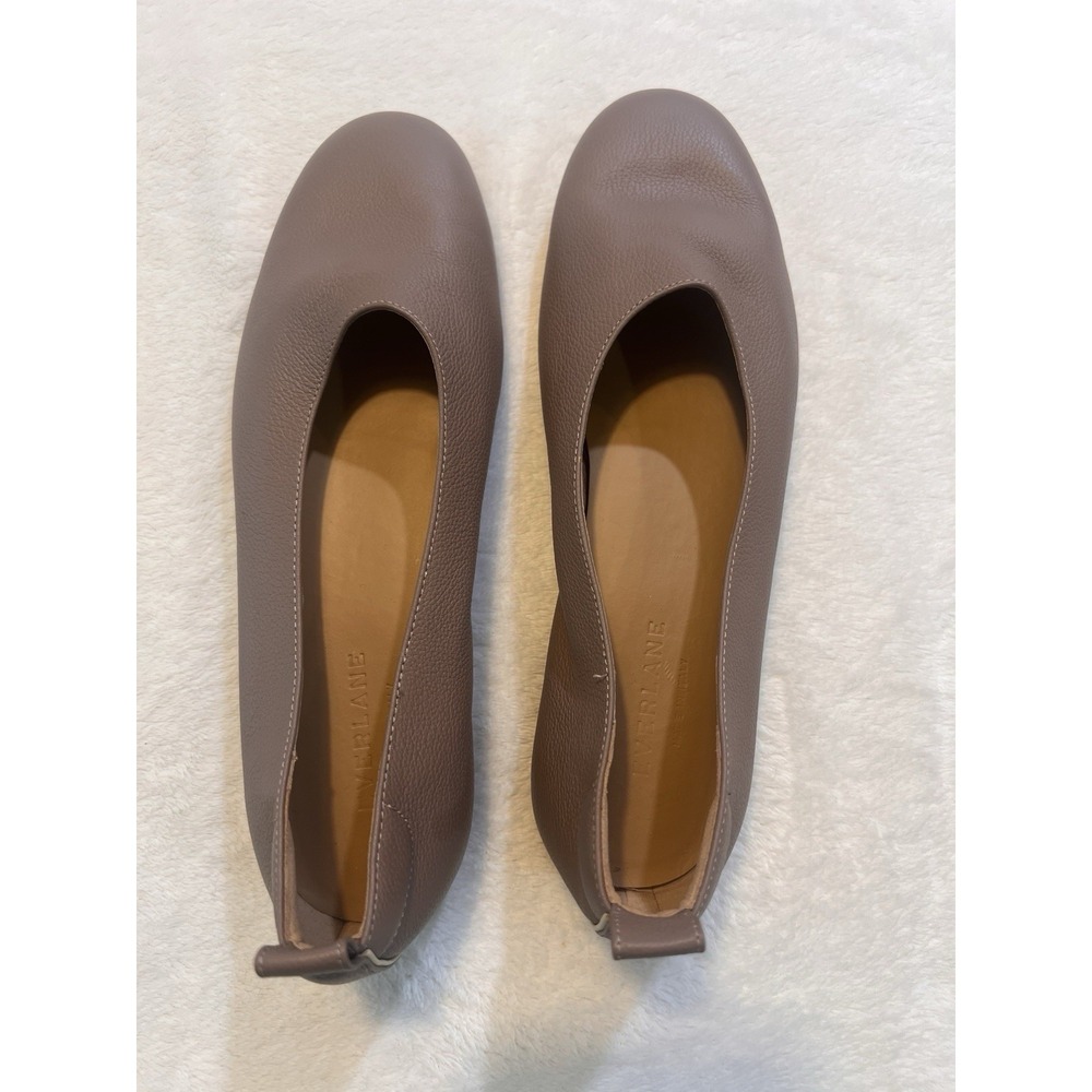 New Everlane 7 Mocha Beige Leather Day Glove Ballet Flats ITALY Women